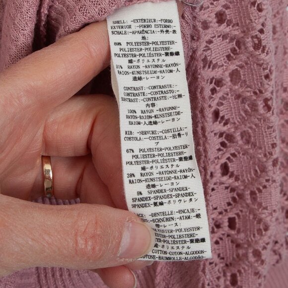 Free People Sweetest Thing Thermal Lace Long Sleeve Top Womens Size Medium - Picture 9 of 15